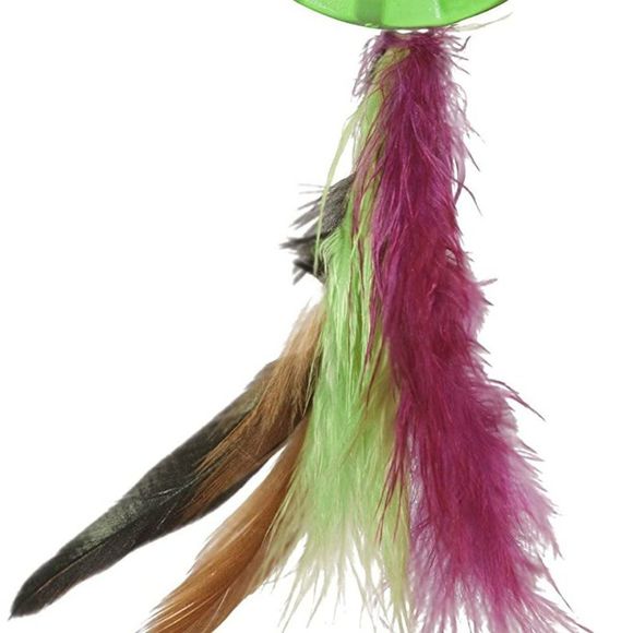 JW Pet Cataction Feather Ball with Bell, Cat Toy, Green, 1 Count - Picture 2 of 5